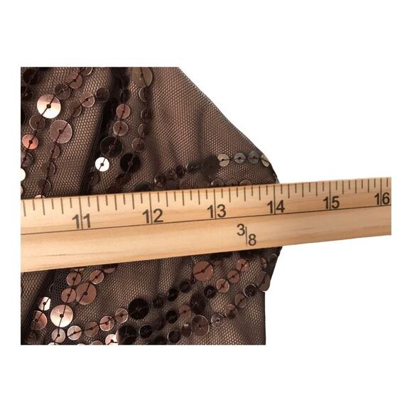 Eliza J Womens Dress Size 4 Brown Sleeveless Sequin Embroidered Empire Waist - Picture 8 of 11